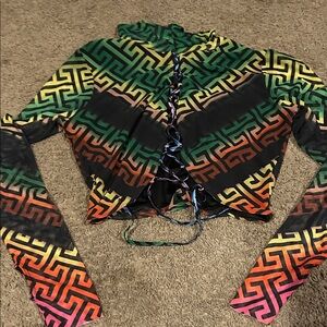 AFRM Green and Black Patterned Top